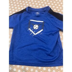 Athletic Toddler Boys Baseball Blue Shirt Short Sleeve Size 2T